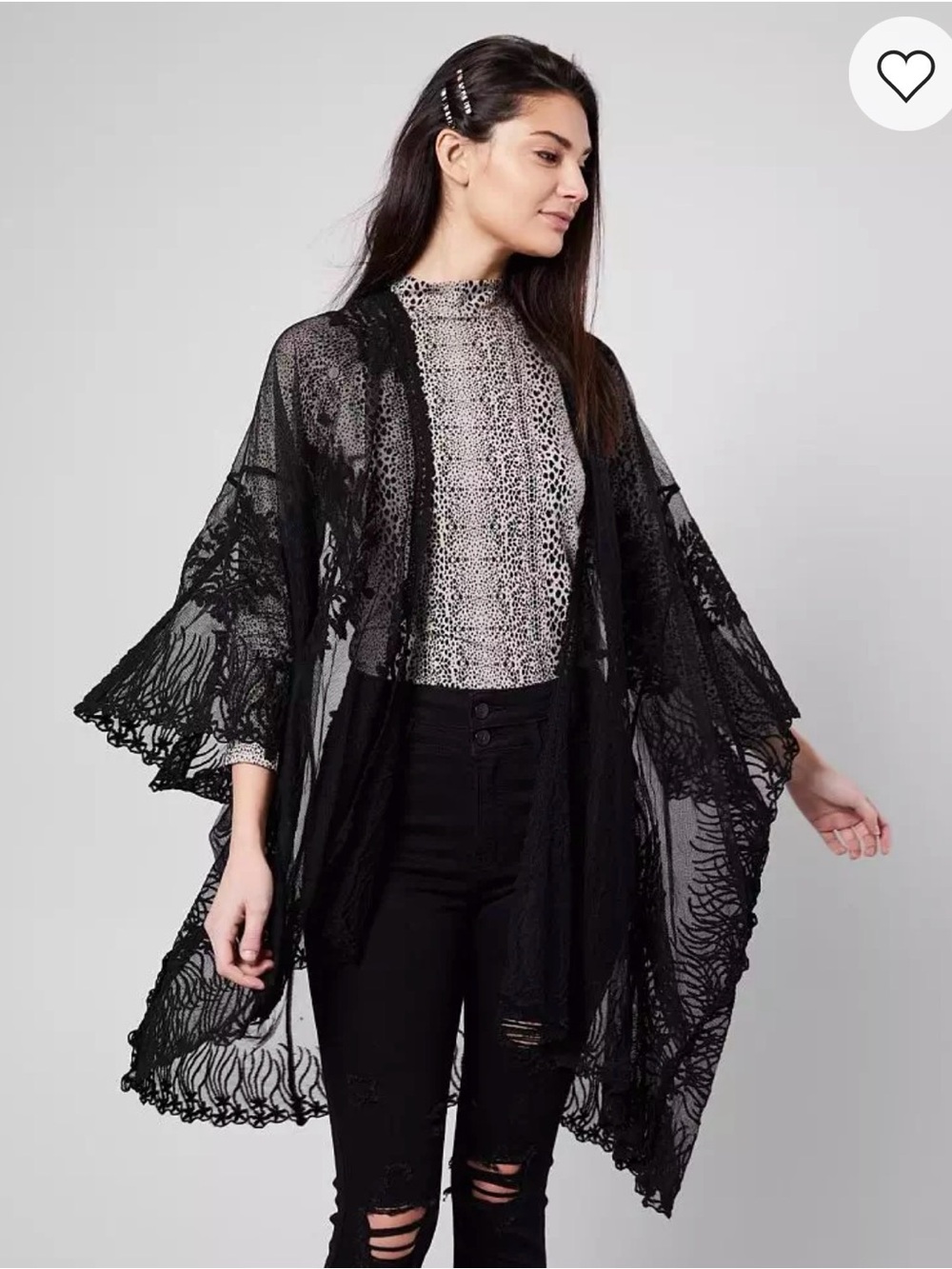 NWOT Daytrip Black Lace Mesh Kimono